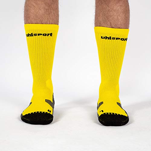 Uhlsport Tube It Calcetines con Grip, Hombre, Amarillo Lima/Negro, 41-44