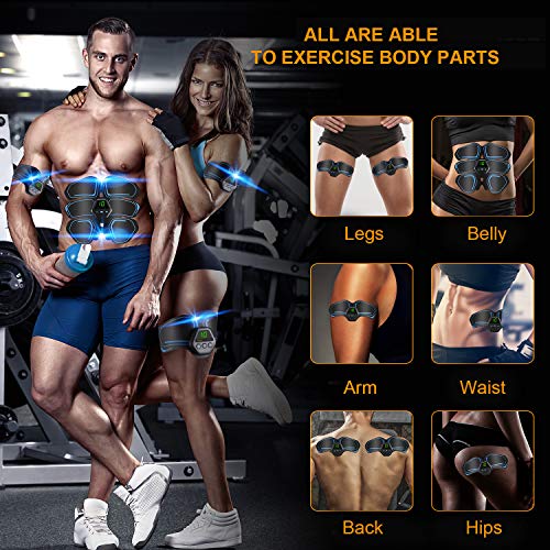 UIHOL Dispositivo de Entrenamiento EMS, Entrenador de músculos Abdominales EMS estimulador Muscular con Pantalla LCD, Entrenador Muscular portátil Recargable por USB, Adecuado para Mujeres y Hombres