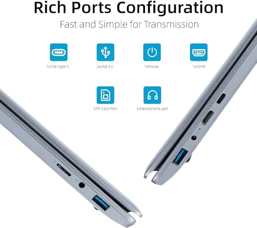 UIVY Ordenador Portátil 15,6 Pulgadas, 12GB DDR4 512GB SSD Laptop Win 11, Procesador Intel Quad-Core N5095 (hasta 2.9 GHz) Portátil, 1080P FHD, 2.4/5G WiFi, Bluetooth 4.2, Mini HDMI, USB 3.0, Type-C