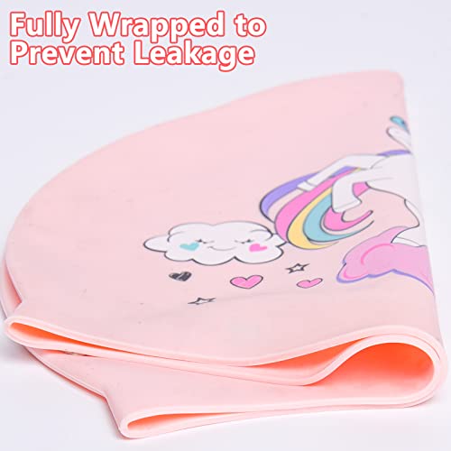 Ulikey Gorro Natación Silicona, Gorro de Baño Impermeable Antideslizante, Gorro para Piscina Niñas Niños, Gorros de Natación con Tapones de Oídos y Pinza Nasal para Cabello Largo y Corto (Unicornio)