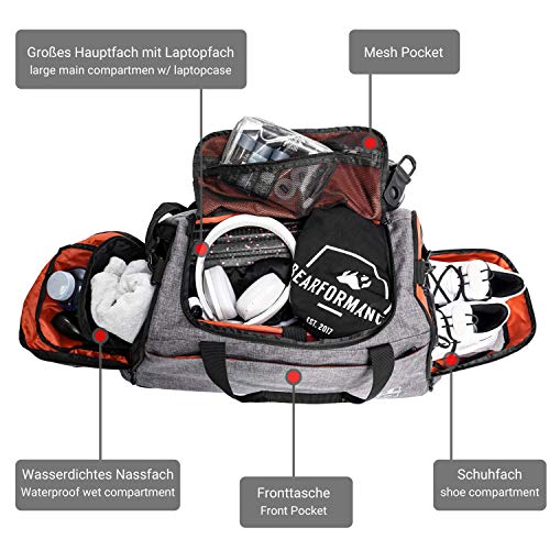 Ultimate Sportbag | Bolsa de Deporte con Compartimento para Zapatos y Compartimento húmedo con función de Mochila para Hombre y Mujer para Deporte, Entrenamiento, Gimnasio, calistenia, Viaje