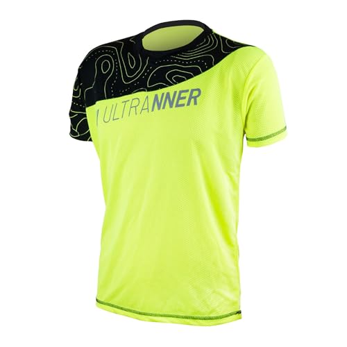 ULTRANNER ARVES - Camiseta técnica de Manga Corta - Camiseta Transpirable y Ultraligera - Trail Running, Trekking Y Más - Color Amarillo Fluorescente - Talla XL