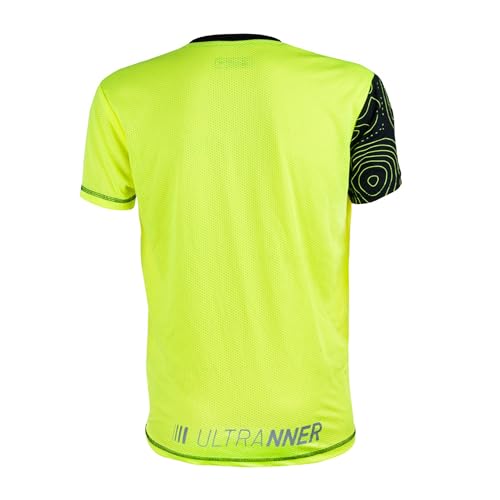 ULTRANNER ARVES - Camiseta técnica de Manga Corta - Camiseta Transpirable y Ultraligera - Trail Running, Trekking Y Más - Color Amarillo Fluorescente - Talla XL