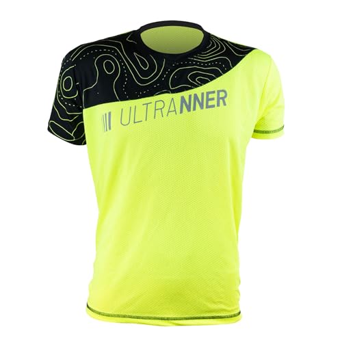 ULTRANNER ARVES - Camiseta técnica de Manga Corta - Camiseta Transpirable y Ultraligera - Trail Running, Trekking Y Más - Color Amarillo Fluorescente - Talla XL