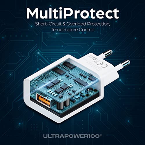 ultrapower100 Cargador Súper Rápido 3.0 para Samsung Huawei Google HTC LG Meiuzu OPPO ZTE OnePlus Nokia Sony etc. Tipo C