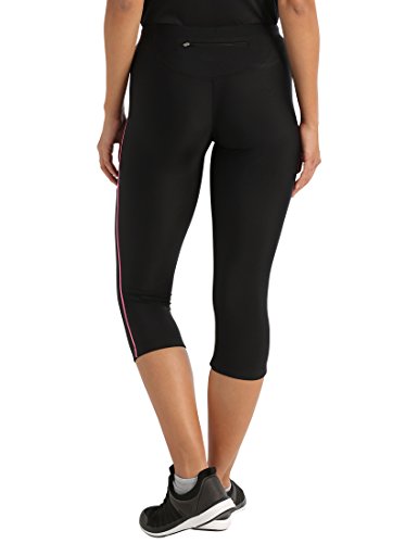 Ultrasport, Pantalones deportivos 3/4 para Mujer, Negro/Neon Rosa, XS