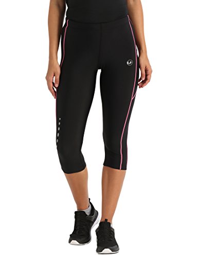 Ultrasport, Pantalones deportivos 3/4 para Mujer, Negro/Neon Rosa, XS