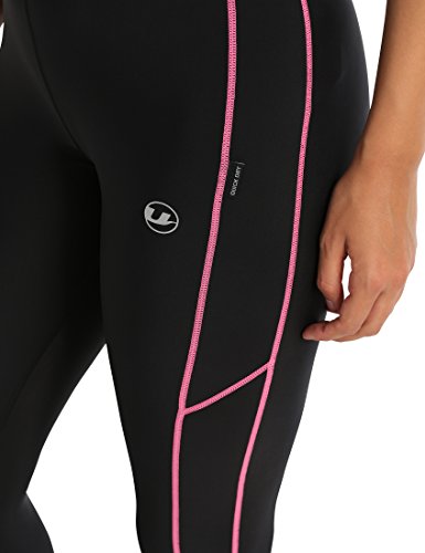 Ultrasport, Pantalones deportivos 3/4 para Mujer, Negro/Neon Rosa, XS