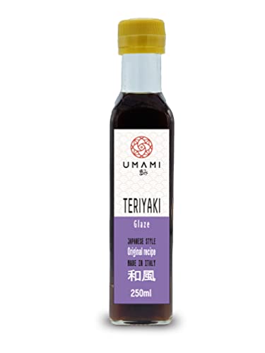 Umami Salsa Teriyaki 250ml, glaseado espeso, elaborada con salsa de soja artesanal producida en Japón, sin conservantes, colorantes ni OGM