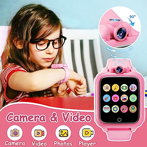 Umblue Reloj Inteligente Niños, Smartwatch Niña 3 4 5 6 7 8 9 10 11 12 años, Regalo Niña con 14 Juegos, Cámara Giratoria de 90°, Despertador y HD Pantalla Táctil, Regalos para Niños y Niñas