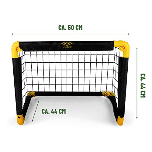 Umbro Portería de fútbol para jardín para niños y Adultos, Juego de 2 porterías de fútbol Plegables, porterías de fútbol para Interior y Exterior, 50 x 44 x 44 cm, Negro/Amarillo