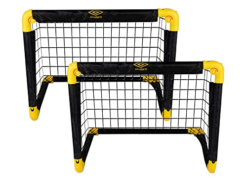 Umbro Portería de fútbol para jardín para niños y Adultos, Juego de 2 porterías de fútbol Plegables, porterías de fútbol para Interior y Exterior, 50 x 44 x 44 cm, Negro/Amarillo