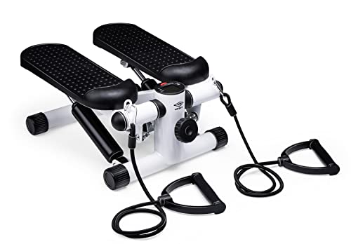 Umbro Stepper – Entrenador de Brazos y piernas – Mini Stepper – Equipo de Fitness para casa – Incluye Ordenador y Bandas de Resistencia – Máx. 100 kg – Pedales 10 x 32 cm – Negro/Blanco