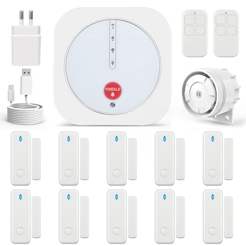 UMEIMA Alarmas para casa, Wi-Fi Sistema de Alarma, Kit Alarma con 16 Piezas: Hub, Sensores de Ventana, Control Remoto, Mando a Distancia para Garaje, Oficina, Funciona con Alexa (Wi-Fi 5GHz, 2,4GHz)