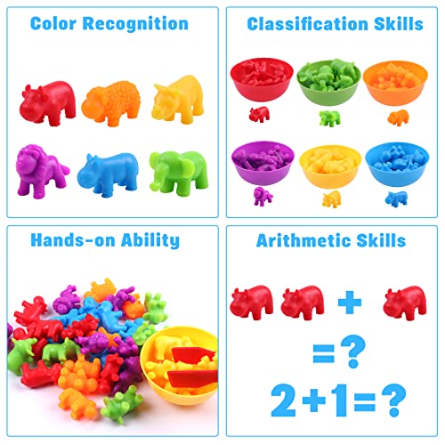 Umitive Montessori Juguete Educativo, Juguetes para Niños Aprende a Contar, Colorear y Clasificar, Juguetes Regalo para Niños de 2 3 4 5 Años, Animales Salvajes 36Pcs