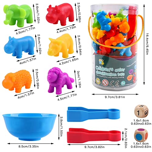 Umitive Montessori Juguete Educativo, Juguetes para Niños Aprende a Contar, Colorear y Clasificar, Juguetes Regalo para Niños de 2 3 4 5 Años, Animales Salvajes 36Pcs