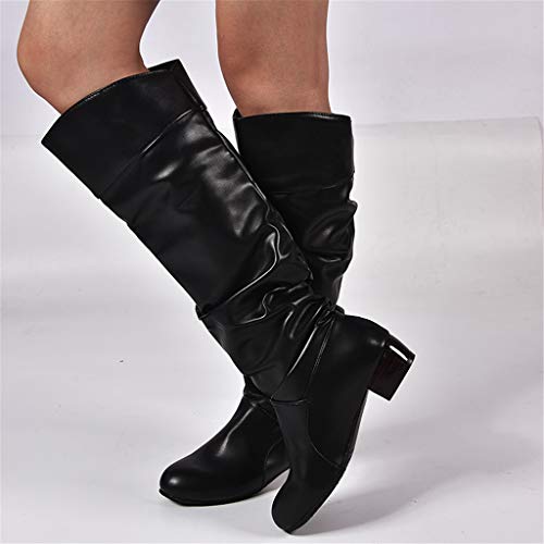 UMore Botas Altas Invierno Mujer, Botas de Nieve Caña Ancha Zapatos Mujer Cuña Planos Sintética Peluche Jinete Bajo Cómodos Peludas Calentitas 2024