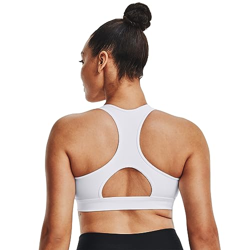 Under Armour HG Armour Mid Padless Sujetador Relleno con Tejido Heatgear, Top Deportivo Transpirable y Flexible para Mujer, Blanco, M