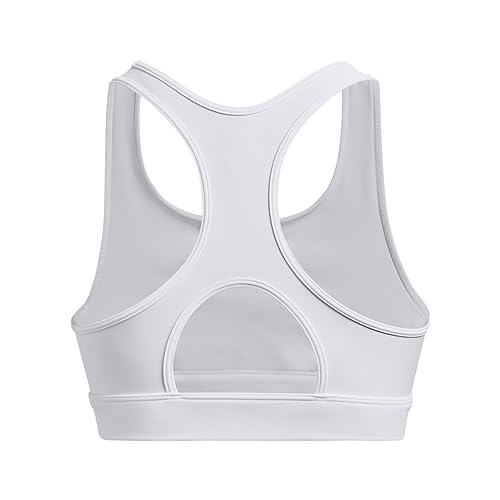 Under Armour HG Armour Mid Padless Sujetador Relleno con Tejido Heatgear, Top Deportivo Transpirable y Flexible para Mujer, Blanco, M