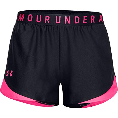 Under Armour Pantalones Cortos Play Up 3.0 para Mujer, Negro/Blanco, M