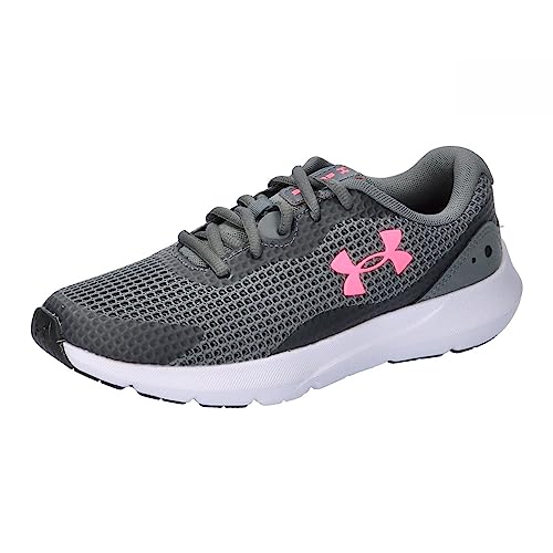 Under Armour - Ua W Surge 3, Zapatillas para Correr para Mujer, Gris Pitch Gray White Cerise, 38 EU