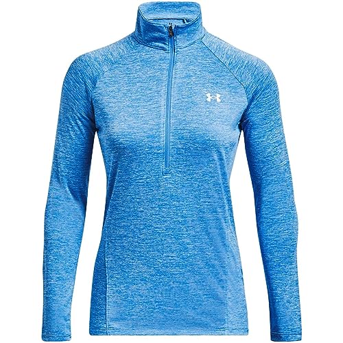 Under Armour W's Tech 1/2 Zip-Twist Camiseta, Mujer, Water White Metallic Silver, S