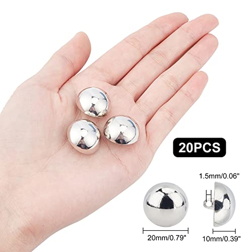 UNICRAFTALE 20 pieza Botones de Costura de Aleación de 20 mm Diámetro Botones Chaqueta de Vástago Medio Redondo Botones de 1.5 mm Agujero Platino Abrigos de Lana Deportivos Botones para Coser Abrigos