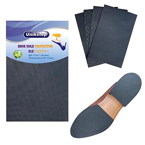 Unikstep 4 unidades de protectores para suelas de zapatos, almohadillas antideslizantes para el suelo y el talón de los zapatos, adhesivo de reducción de ruido autoadhesivo antideslizante (negro)