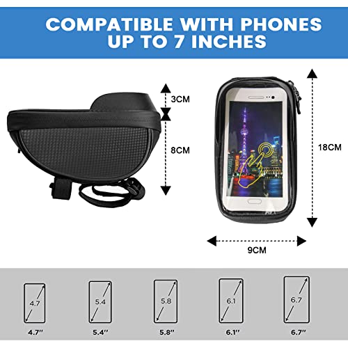 Unipampa Bolsa Manillar Bicicleta Impermeable, Bolsa para el Manillar de la Bicicleta, Bolsa Bicicleta con Visor, Soporte Movil Bicicleta, Bolsa de Bici TPU Pantalla Táctil para Teléfono de 6,7''