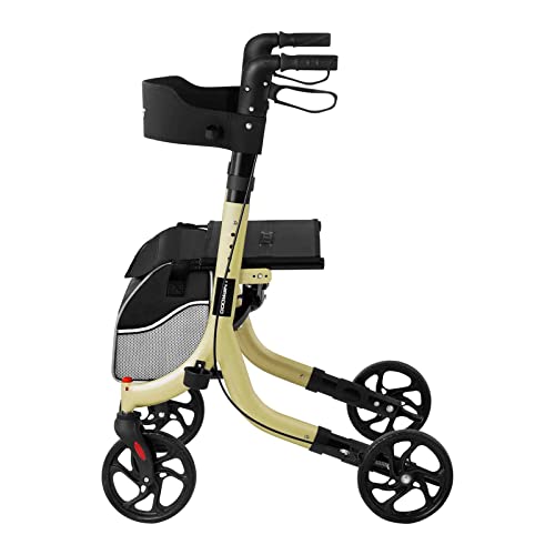 Uniprodo Andador Para Adultos Caminador UNI_ROLL_04 F (Carga Máxima 136 kg, Ruedas De TPR, Altura Ajustable 88-98 cm, Color Champagne)