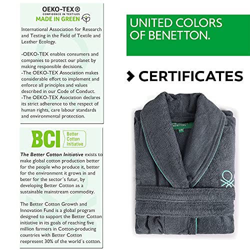 UNITED COLORS OF BENETTON. Albornoz Unisex hombre o mujer 360gsm 100% algodón, Gris oscuro