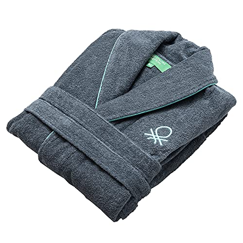 UNITED COLORS OF BENETTON. Albornoz Unisex hombre o mujer 360gsm 100% algodón, Gris oscuro