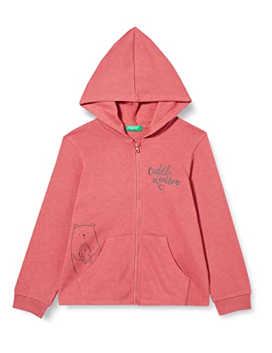 United Colors of Benetton Chaqueta con Gorra M/L 35TMG501I Sudadera con Capucha DE Manga Larga, Rosa Málaga 28V, 104 para Niñas