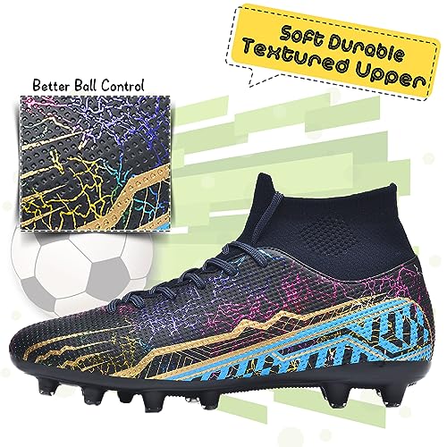 Unitysow Botas de Fútbol para Hombre Profesionales Zapatillas de Fútbol Spike Tacos Aire Libre Atletismo Entrenamiento Zapatos de Fútbol,Negro,Talla 41