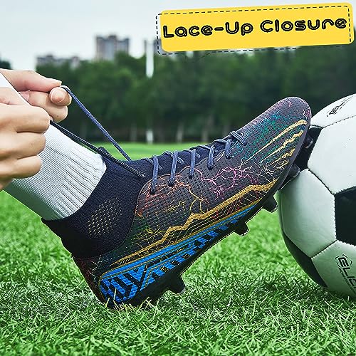 Unitysow Botas de Fútbol para Hombre Profesionales Zapatillas de Fútbol Spike Tacos Aire Libre Atletismo Entrenamiento Zapatos de Fútbol,Negro,Talla 41