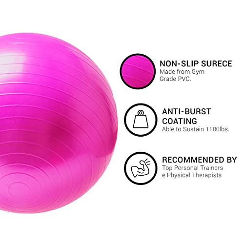 unycos - Pelota 55/65/75 cm de Pilates, Fitness, Yoga, Embarazo, Deporte, Fitball para Ejercicios de Gimnasia, Silla de Equilibrio, Anti-Reventones, Anti-Burst, No Tóxica | Incluye Inflador