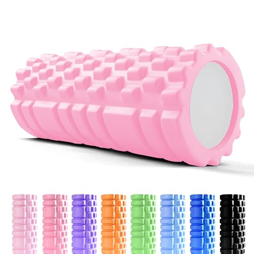 unycos - Rodillo de Masaje Muscular, Cilindro de Gomaespuma Multifuncional para Fisio, Fitness, Pilates, Yoga, Relajación y Recuperación, Foam Roller Ligero con 3 Niveles de Acción Terapéutica (Pink)