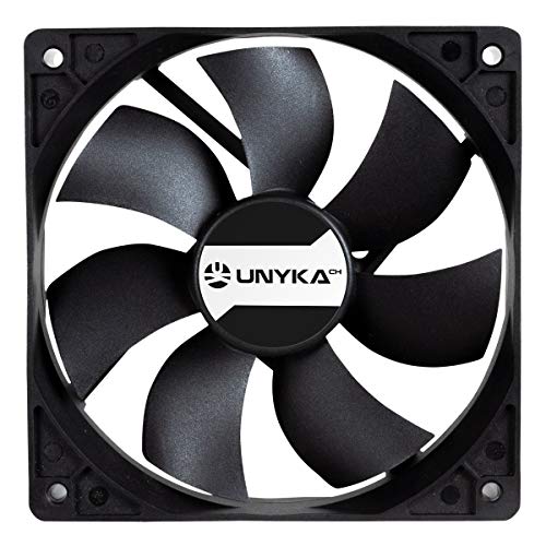 UNYKAch Ventilador 120 mm, Negro, 1800 RPM, 4 Pines, 7 Aspas para Armario Servidor Rack