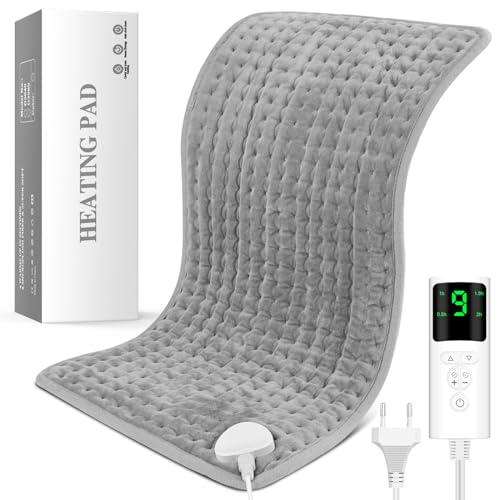 UOHHBOE Manta Electrica Lumbar Eléctrica 30 X 60 cm Alfombrilla Térmica Lumbar 9 Temperaturas Calienta Portátil 4 Temporizadores Cojín Calefactor Lavable a Máquina para Espalda Cuello Hombro Abdomen