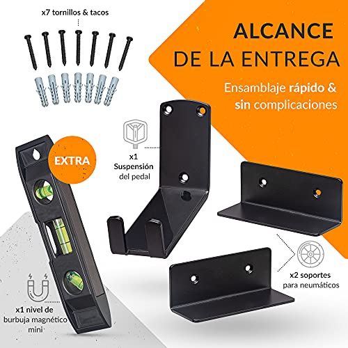 Upgrade4cars Soporte Bicicletas Pared Pedal | Colgador Bici Horizontal Negro | Soportes para Colgador Bicicleta | Accesorios Bicis