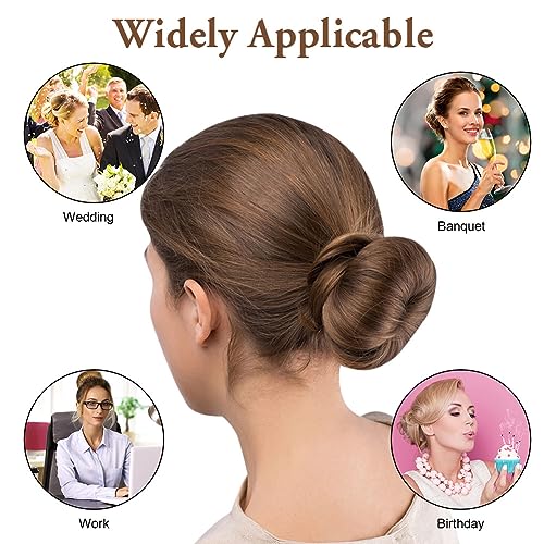 URAQT Accesorios Pelo Mujer, 2PCS Accesorios de Peinado, Gomas DIY Moño Donas Set de Diseño de Cabello, Magic Hair Bun Maker Accesorios para Mujeres Niñas Hacer Moños Pelo Pelo Largo-Marrón Claro