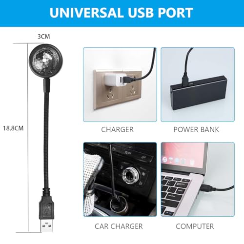 URAQT Luces Bola Discoteca Activada por Sonido, Luz Ambiental USB 9 Modos Funcionales, 4 Colores Rotación de 360° LED, Luz Romántica. Conecta y Reproduce