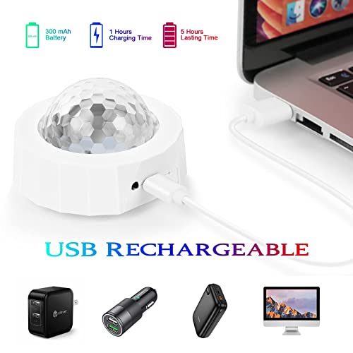 ​URAQT Luces Discoteca para Fiestas, 1 PCS Mini Luces Discoteca, 4 Colores Luces LED Portátiles para Fiestas en el Hogar, USB Luces Bola Discoteca para Fiestas y Decoración Interior del Coche Blanco