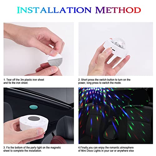 ​URAQT Luces Discoteca para Fiestas, 1 PCS Mini Luces Discoteca, 4 Colores Luces LED Portátiles para Fiestas en el Hogar, USB Luces Bola Discoteca para Fiestas y Decoración Interior del Coche Blanco