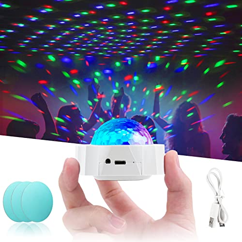 ​URAQT Luces Discoteca para Fiestas, 1 PCS Mini Luces Discoteca, 4 Colores Luces LED Portátiles para Fiestas en el Hogar, USB Luces Bola Discoteca para Fiestas y Decoración Interior del Coche Blanco