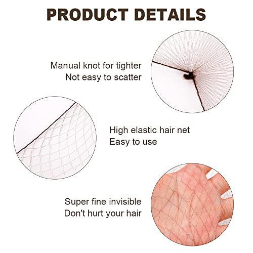 URAQT Redecilla Pelo, 35pcs Redecilla Moño Ballet Niña con Borde Elástico, Red para el Cabello Invisible de Nylon, Accesorio de Peinado para Fijar Pelo en Cabeza de Ballet Café (Marrón)