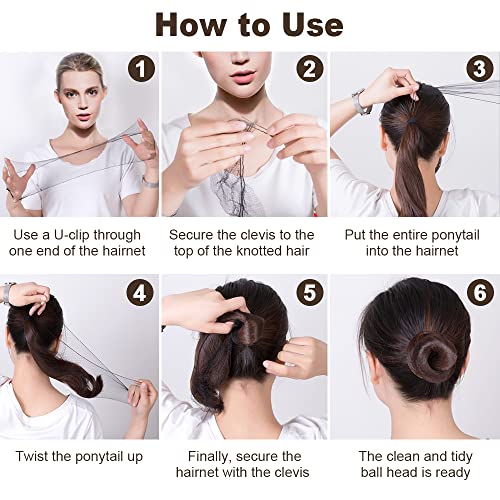 URAQT Redecilla Pelo, 35pcs Redecilla Moño Ballet Niña con Borde Elástico y 45pcs Hebillas, Red para el Cabello Invisible de Nylon Marrón, Accesorio de Peinado para Fijar Pelo en Cabeza de Ballet Café