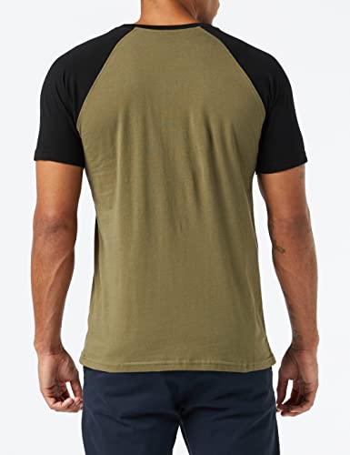 Urban Classics Raglan Contrast tee Camiseta, Verde (Olive)/Negro (Black), 4XL para Hombre