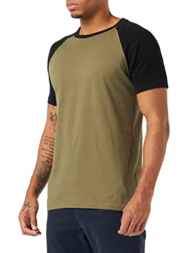 Urban Classics Raglan Contrast tee Camiseta, Verde (Olive)/Negro (Black), 4XL para Hombre