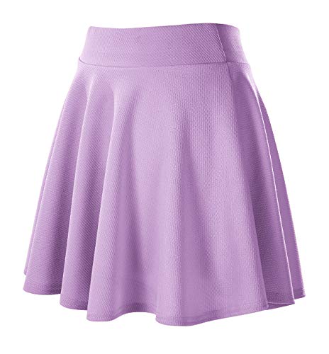 Urban GoCo Falda Mujer Elástica Plisada Básica Patinador Multifuncional Corto Falda (2XL, Lilac)